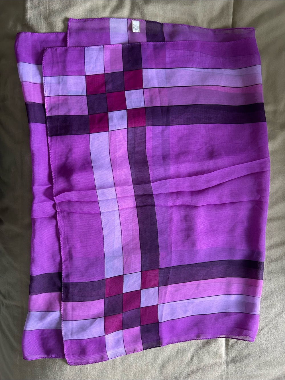 Purple Plaid Lightweight Scarf